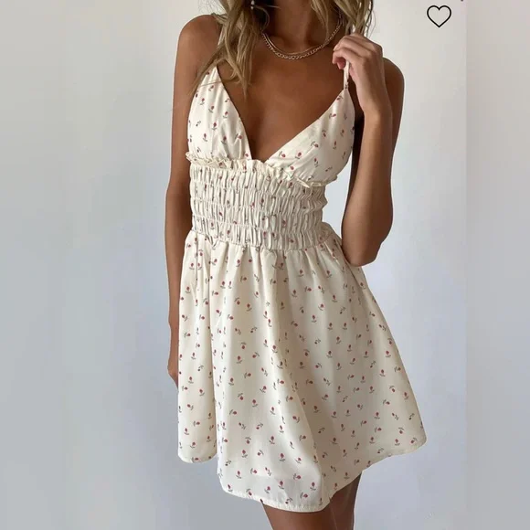 PRINCESS POLLY ROZA MINI DRESS BEIGE